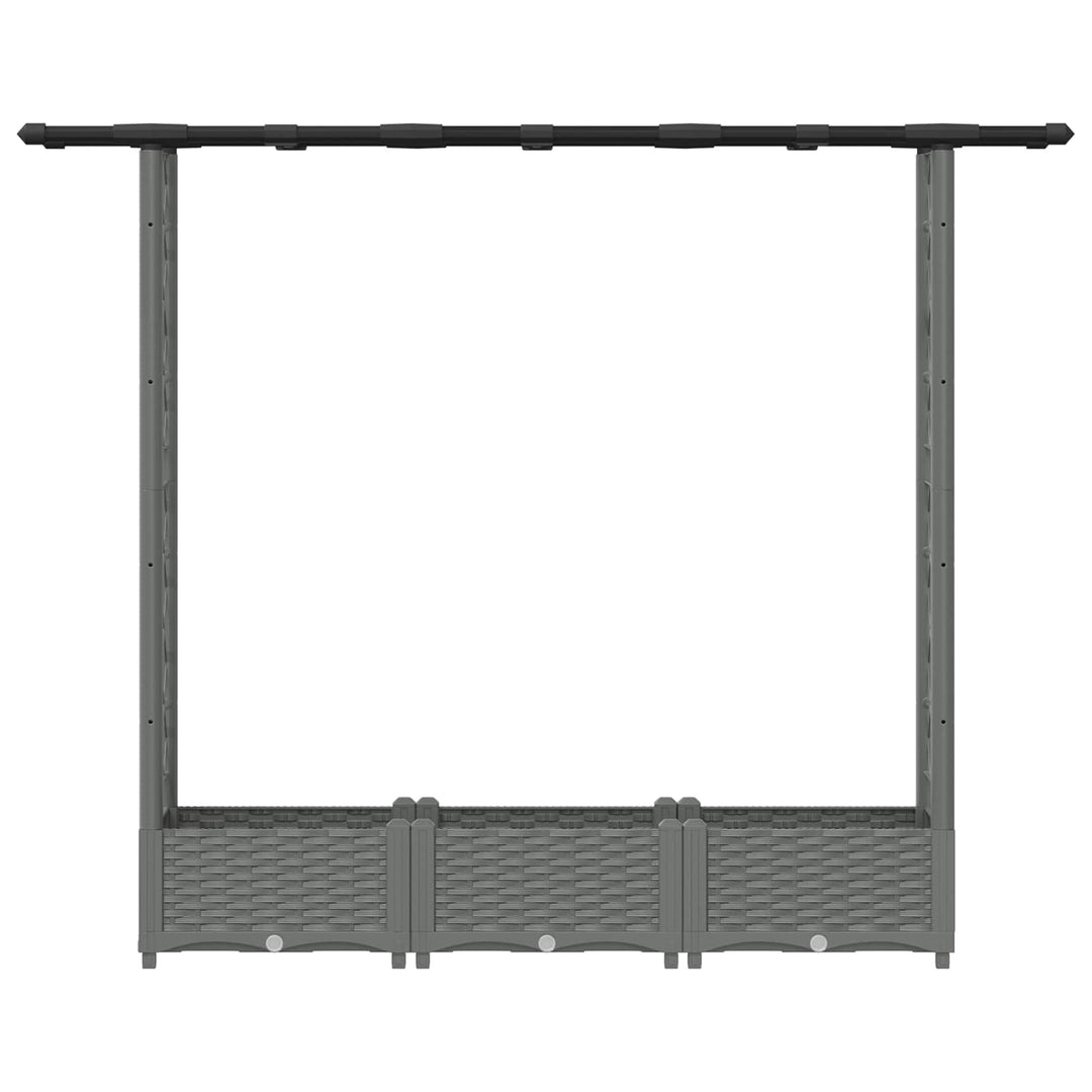 Hævet Bed med Trellis og Tag Lysegrå 164 x 40 x 123 cm PP
