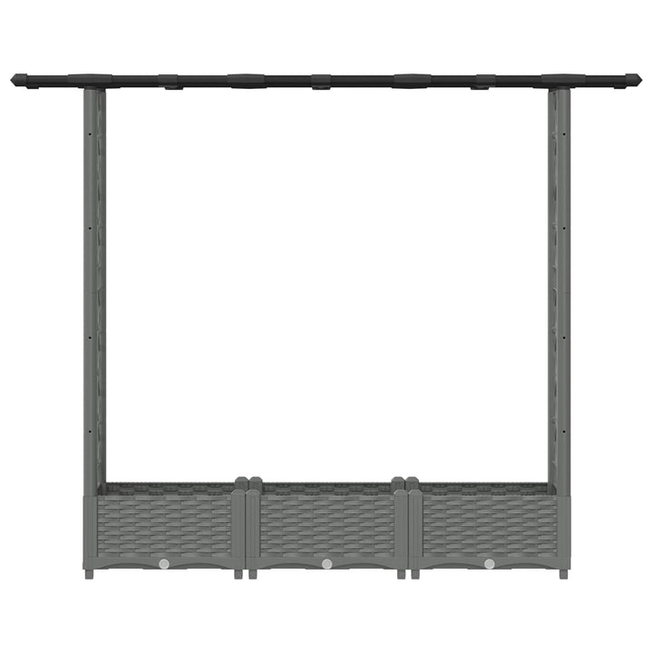 Hævet Bed med Trellis og Tag Lysegrå 164 x 40 x 123 cm PP