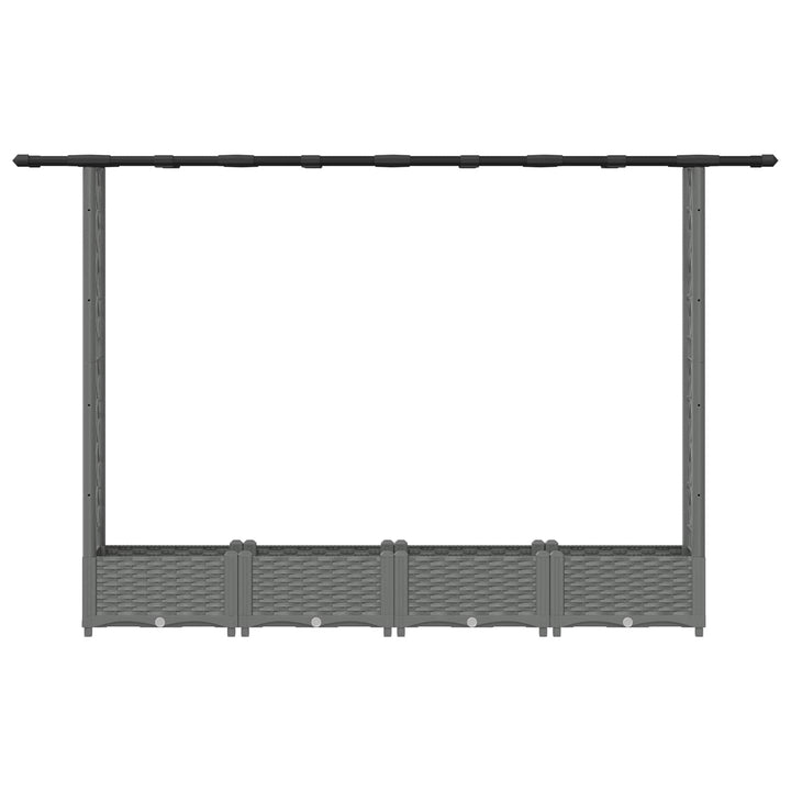 Hævet Bed med Trellis og Tag Lysegrå 203 x 40 x 121 cm PP