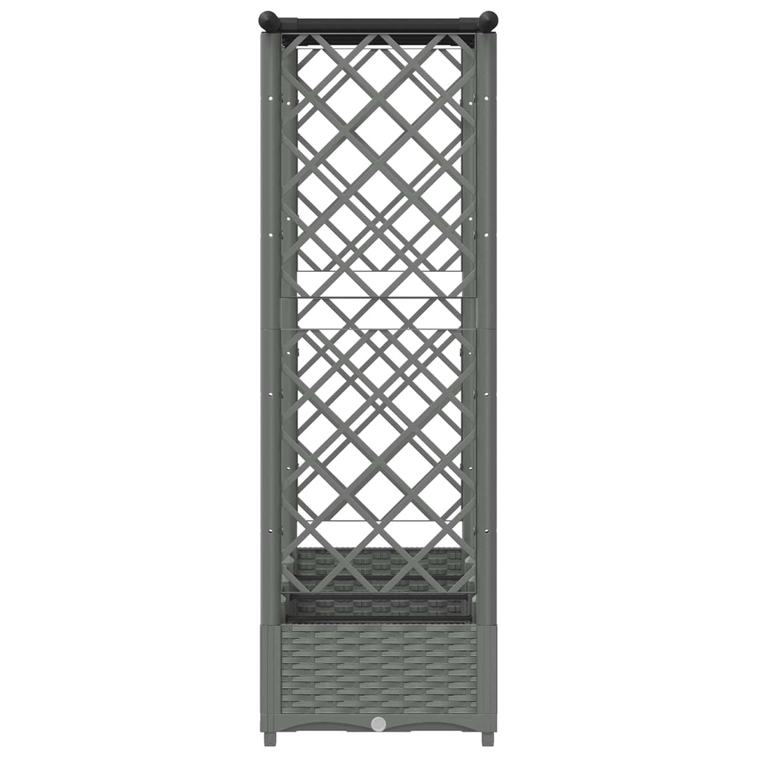 Hævet Bed med Trellis og Tag Lysegrå 203 x 40 x 121 cm PP