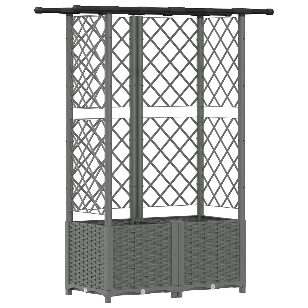Hævet Bed med Trellis og Tag Lysegrå 124,5 x 40 x 138 cm PP
