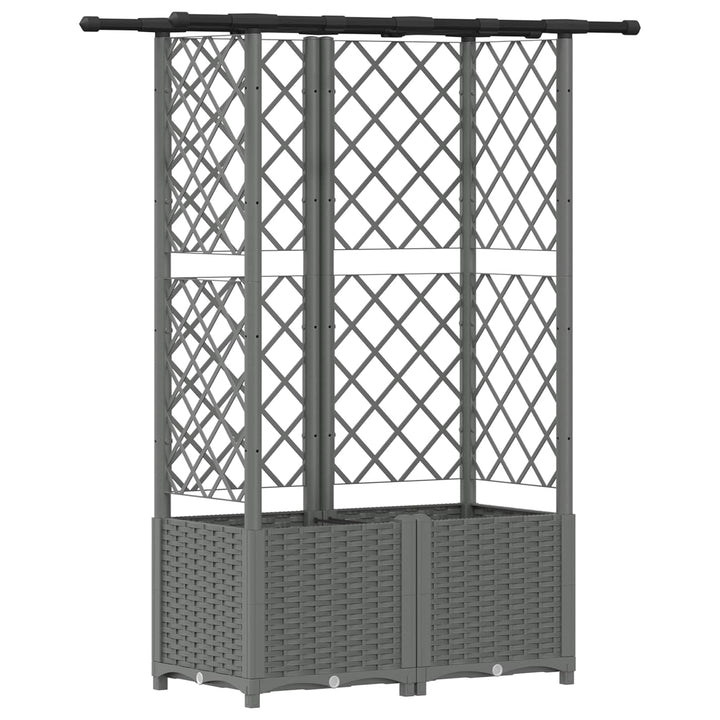Hævet Bed med Trellis og Tag Lysegrå 124,5 x 40 x 138 cm PP