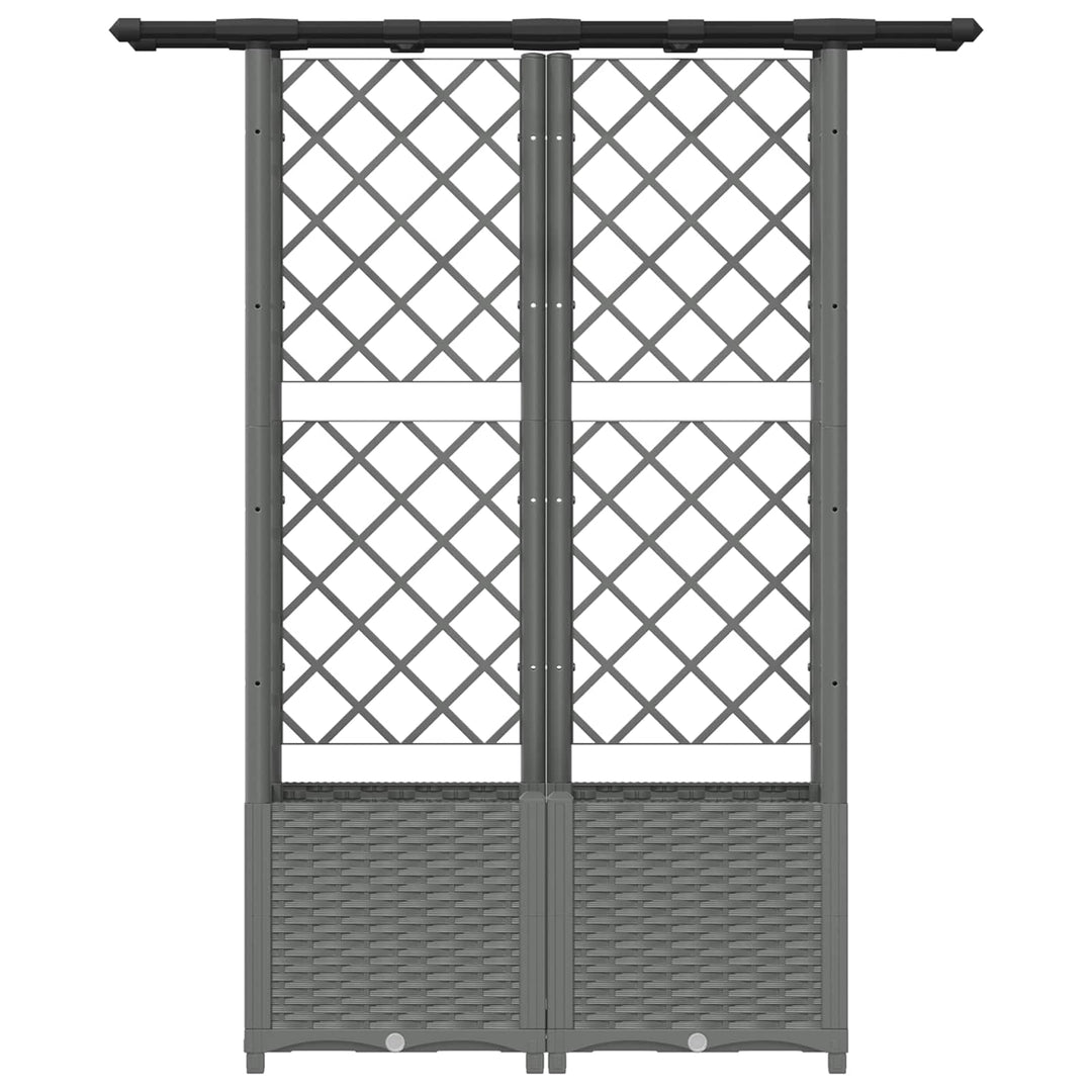 Hævet Bed med Trellis og Tag Lysegrå 124,5 x 40 x 138 cm PP
