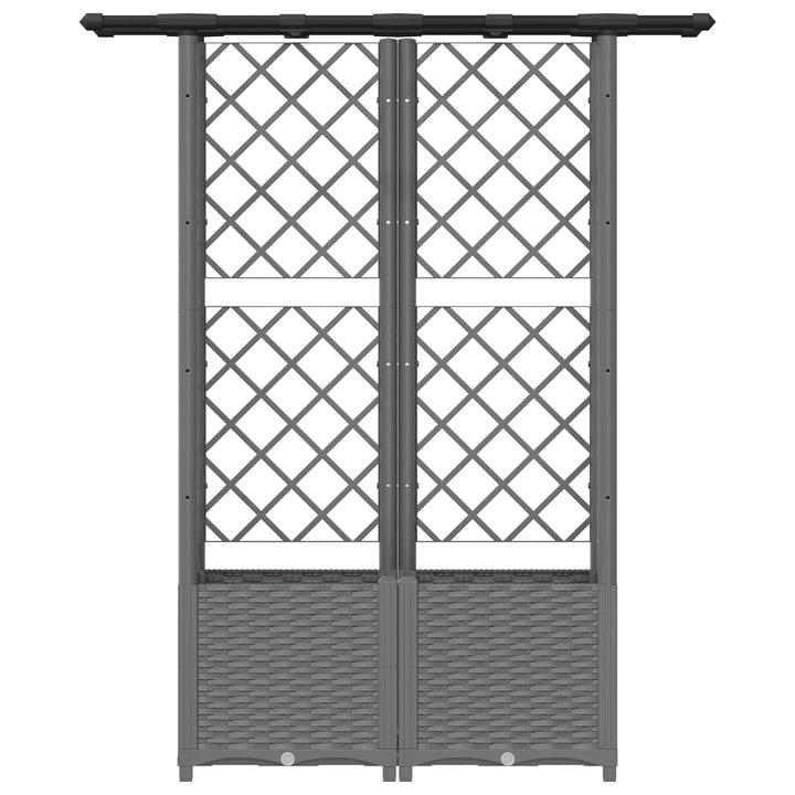 Hævet Bed med Trellis og Tag Lysegrå 124,5 x 40 x 138 cm PP
