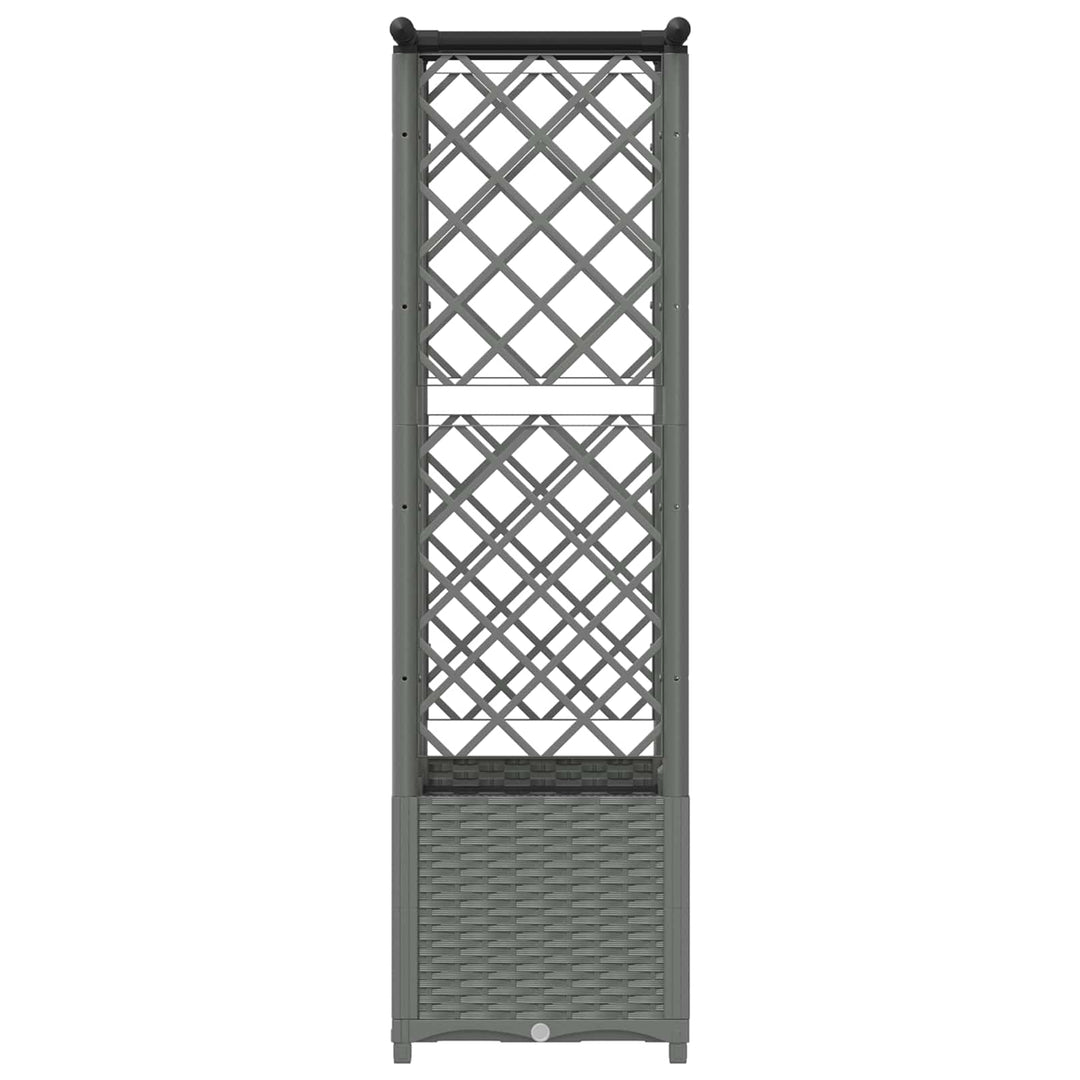 Hævet Bed med Trellis og Tag Lysegrå 124,5 x 40 x 138 cm PP
