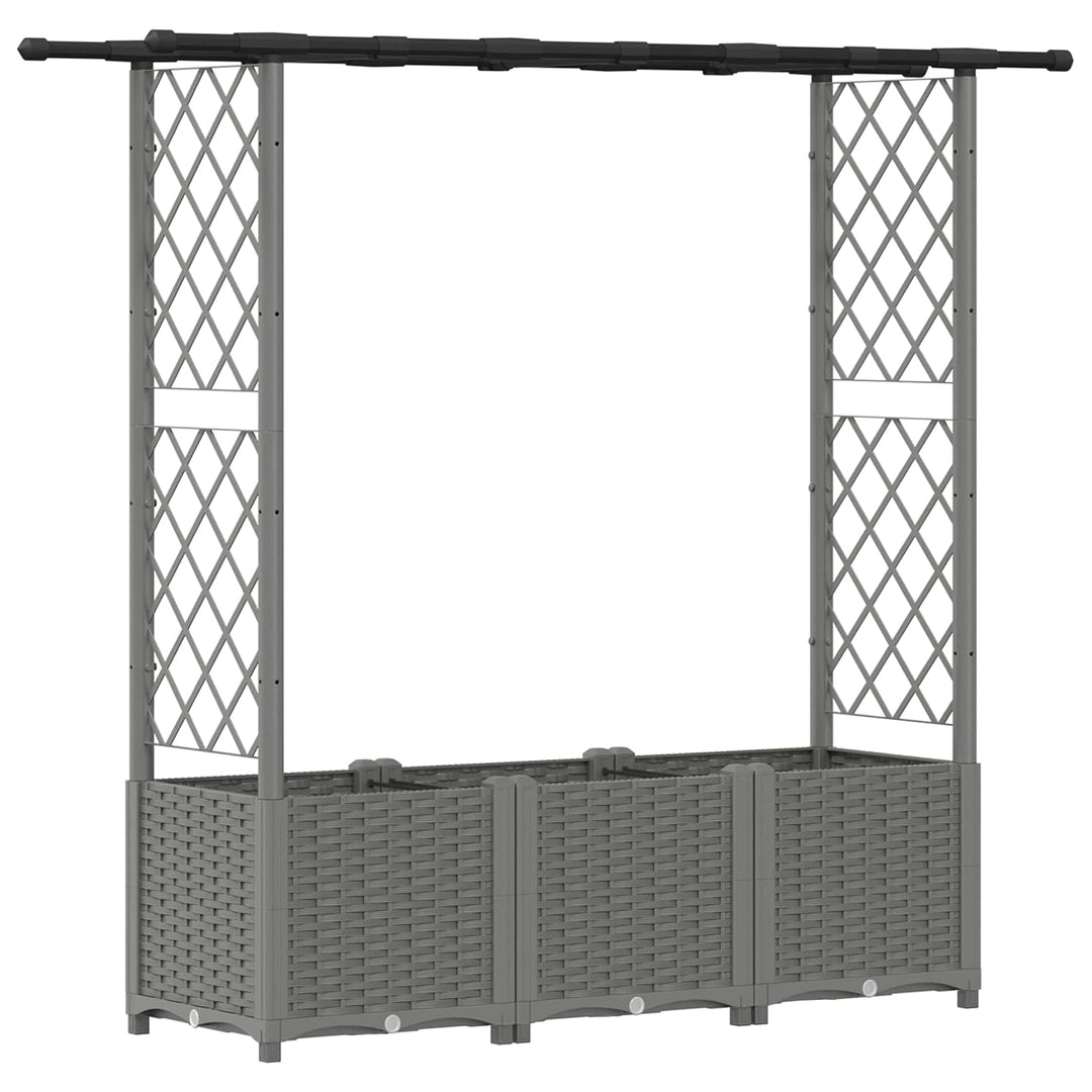 Hævet Bed med Trellis og Tag Lysegrå 162,5 x 40 x 136 cm PP