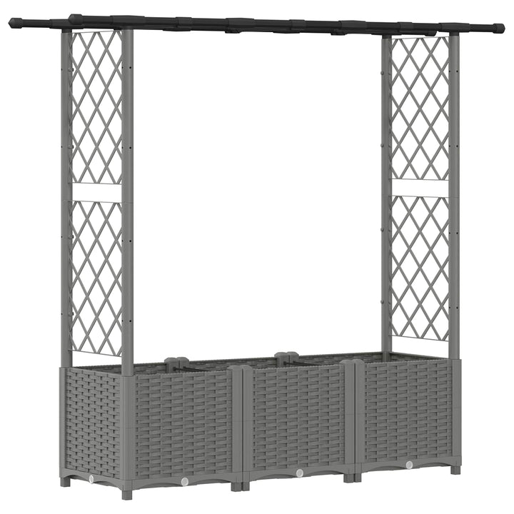 Hævet Bed med Trellis og Tag Lysegrå 162,5 x 40 x 136 cm PP