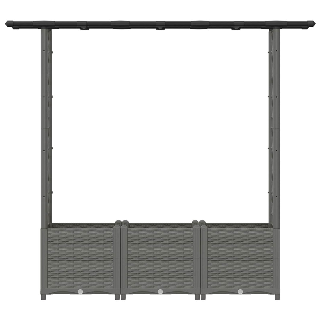 Hævet Bed med Trellis og Tag Lysegrå 162,5 x 40 x 136 cm PP