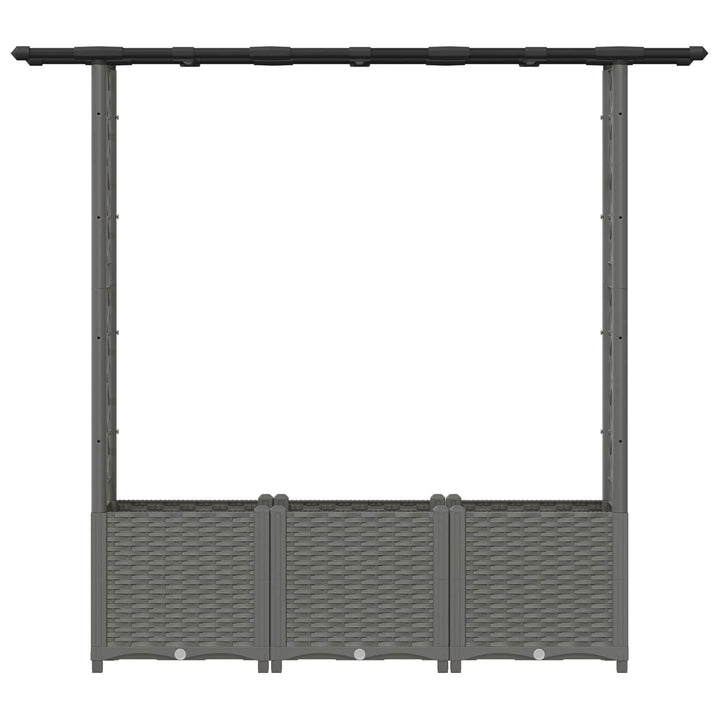 Hævet Bed med Trellis og Tag Lysegrå 162,5 x 40 x 136 cm PP