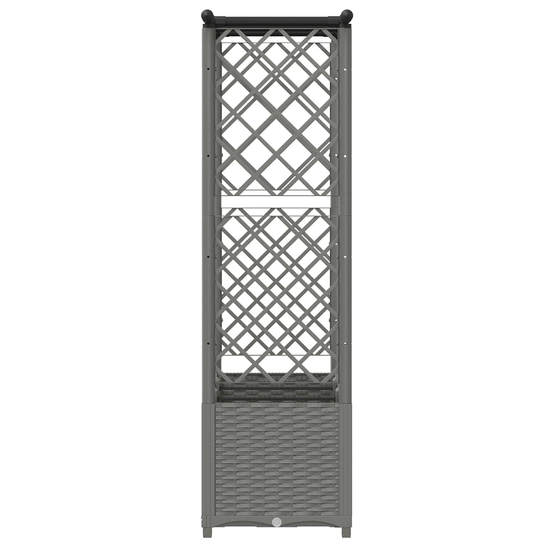 Hævet Bed med Trellis og Tag Lysegrå 162,5 x 40 x 136 cm PP