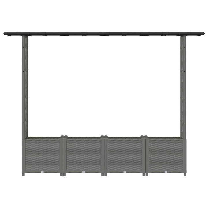 Hævet Bed med Trellis og Tag Lysegrå 203 x 40 x 136 cm PP