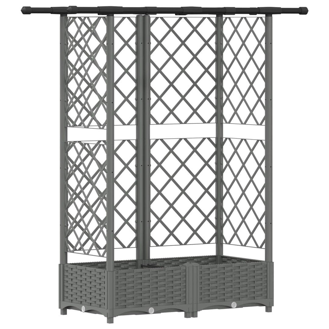 Hævet Bed med Trellis og Tag Lysegrå 124 x 40 x 121 cm PP