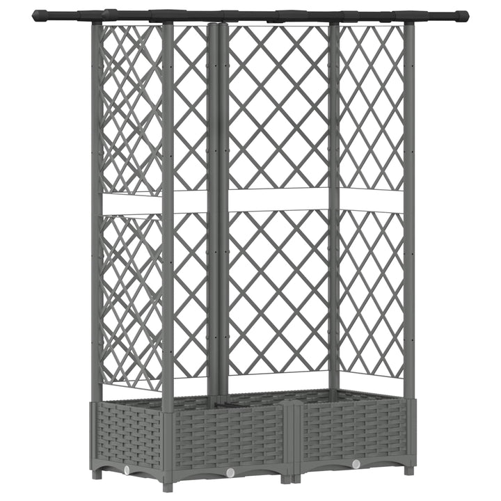 Hævet Bed med Trellis og Tag Lysegrå 124 x 40 x 121 cm PP