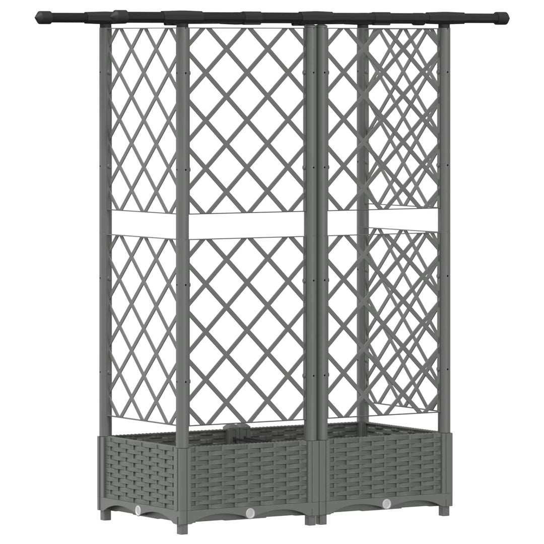 Hævet Bed med Trellis og Tag Lysegrå 124 x 40 x 121 cm PP