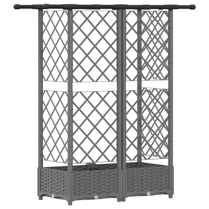 Hævet Bed med Trellis og Tag Lysegrå 124 x 40 x 121 cm PP