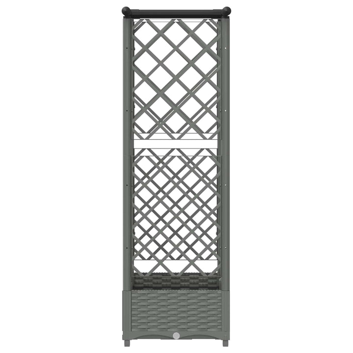 Hævet Bed med Trellis og Tag Lysegrå 124 x 40 x 121 cm PP