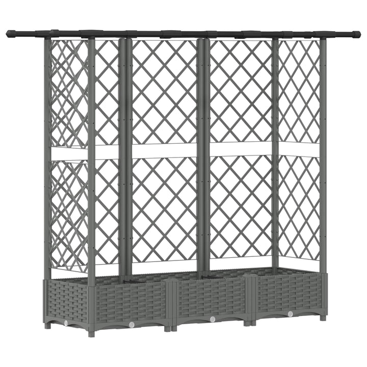 Hævet Bed med Trellis og Tag Lysegrå 164 x 40 x 121 cm PP