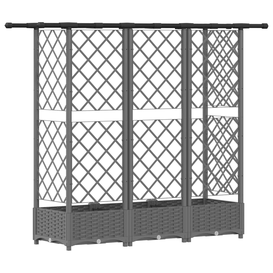 Hævet Bed med Trellis og Tag Lysegrå 164 x 40 x 121 cm PP