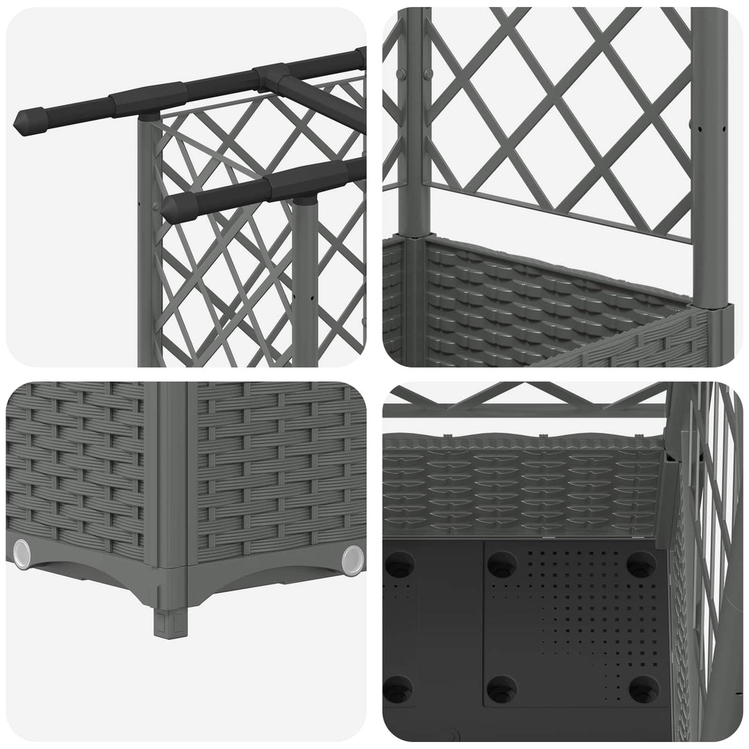 Hævet Bed med Trellis og Tag Lysegrå 202,5 x 40 x 121 cm PP