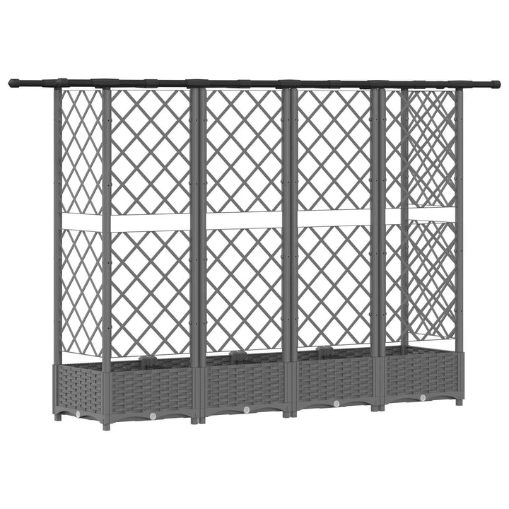 Hævet Bed med Trellis og Tag Lysegrå 202,5 x 40 x 121 cm PP