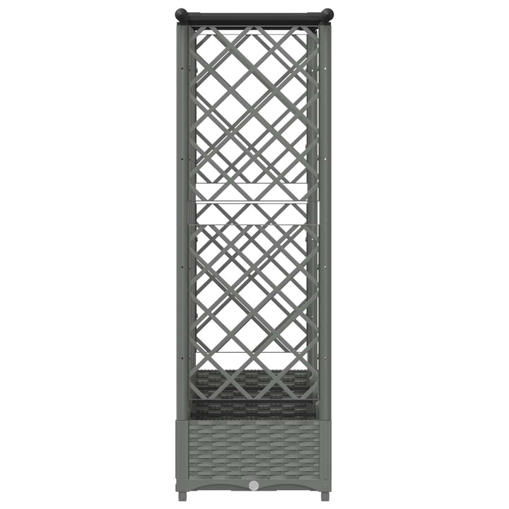 Hævet Bed med Trellis og Tag Lysegrå 202,5 x 40 x 121 cm PP