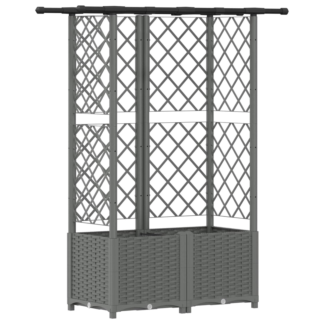 Hævet Bed med Trellis og Tag Lysegrå 124 x 40 x 136 cm PP