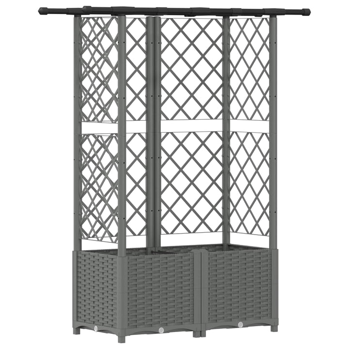 Hævet Bed med Trellis og Tag Lysegrå 124 x 40 x 136 cm PP