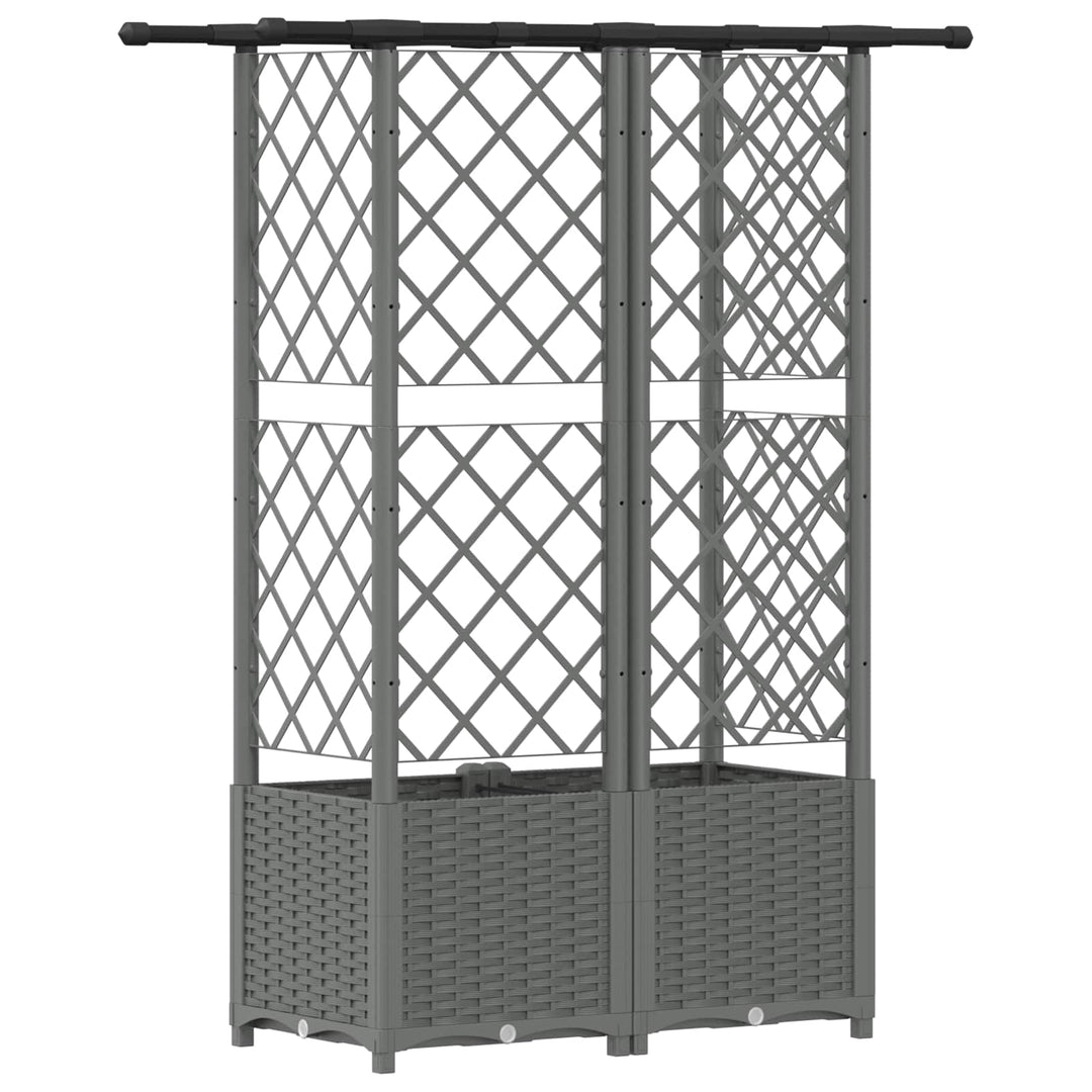 Hævet Bed med Trellis og Tag Lysegrå 124 x 40 x 136 cm PP