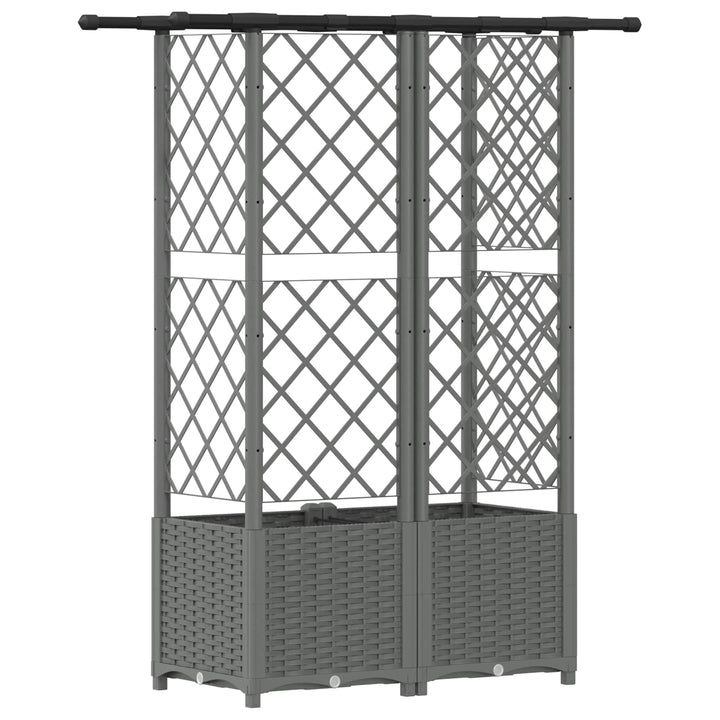 Hævet Bed med Trellis og Tag Lysegrå 124 x 40 x 136 cm PP