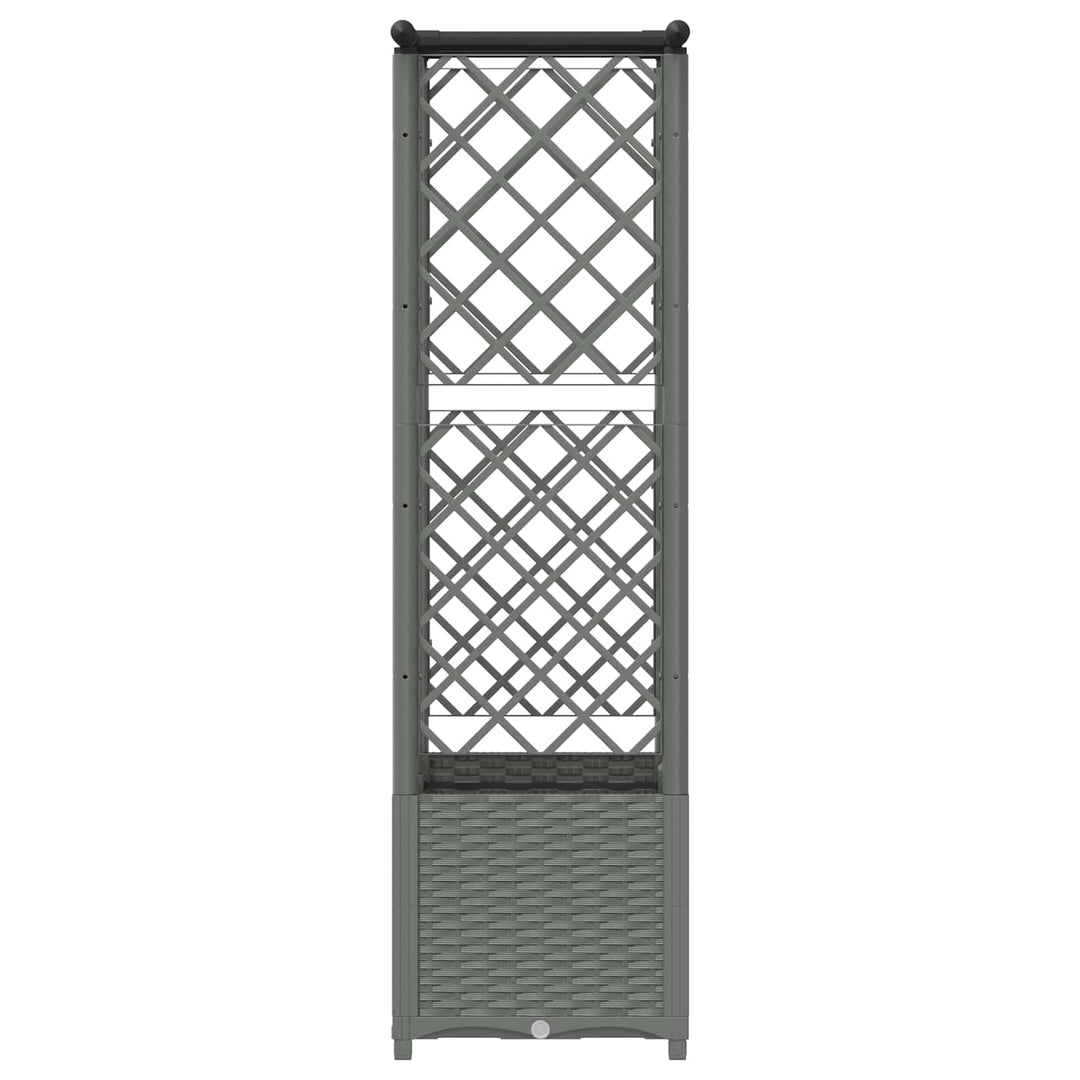 Hævet Bed med Trellis og Tag Lysegrå 124 x 40 x 136 cm PP