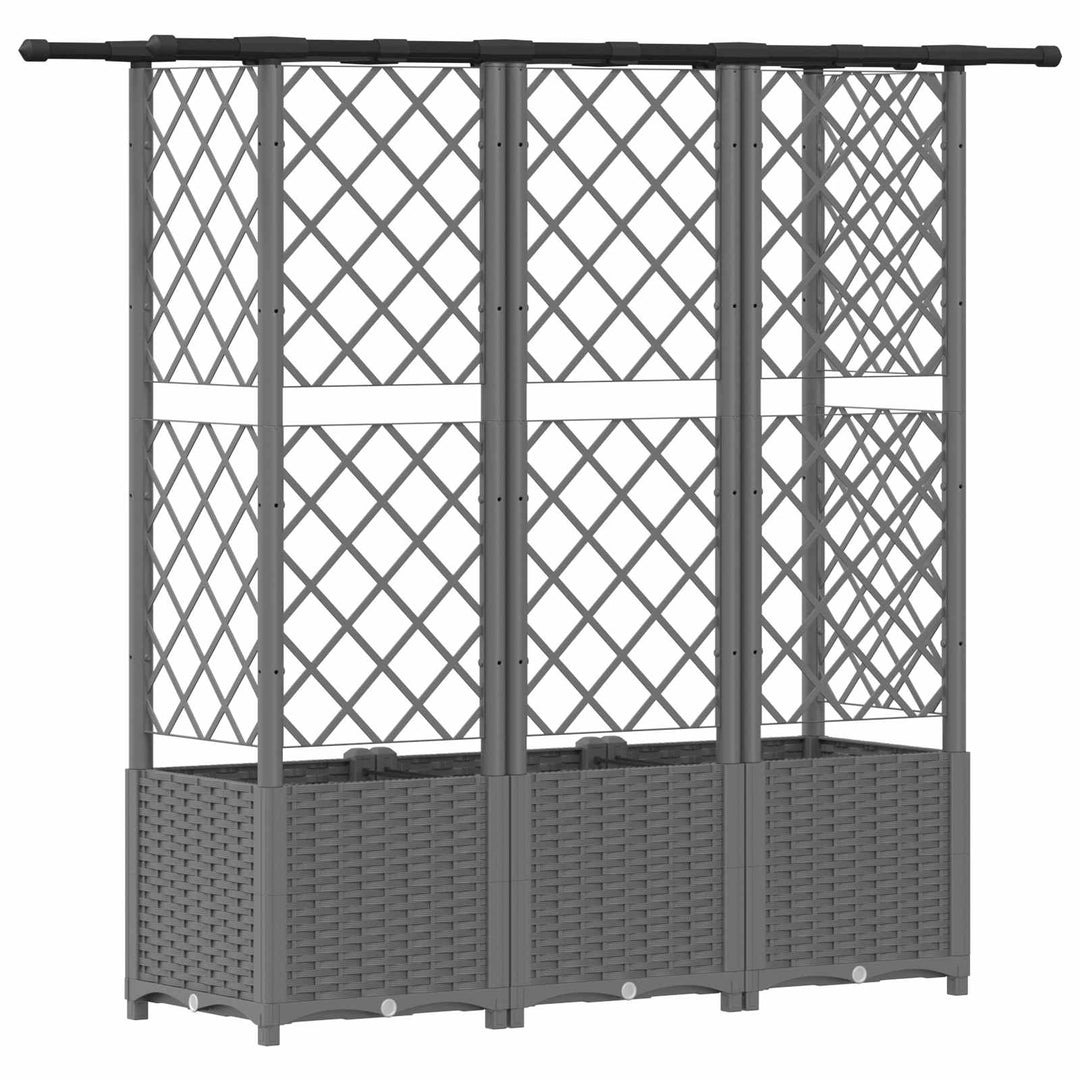 Hævet Bed med Trellis og Tag Lysegrå 163,5 x 40 x 136 cm PP