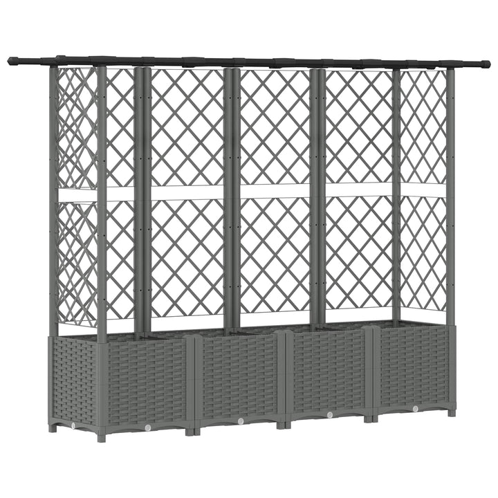 Hævet Bed med Trellis og Tag Lysegrå 202 x 40 x 136 cm PP