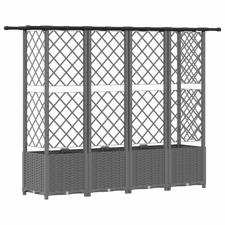Hævet Bed med Trellis og Tag Lysegrå 202 x 40 x 136 cm PP