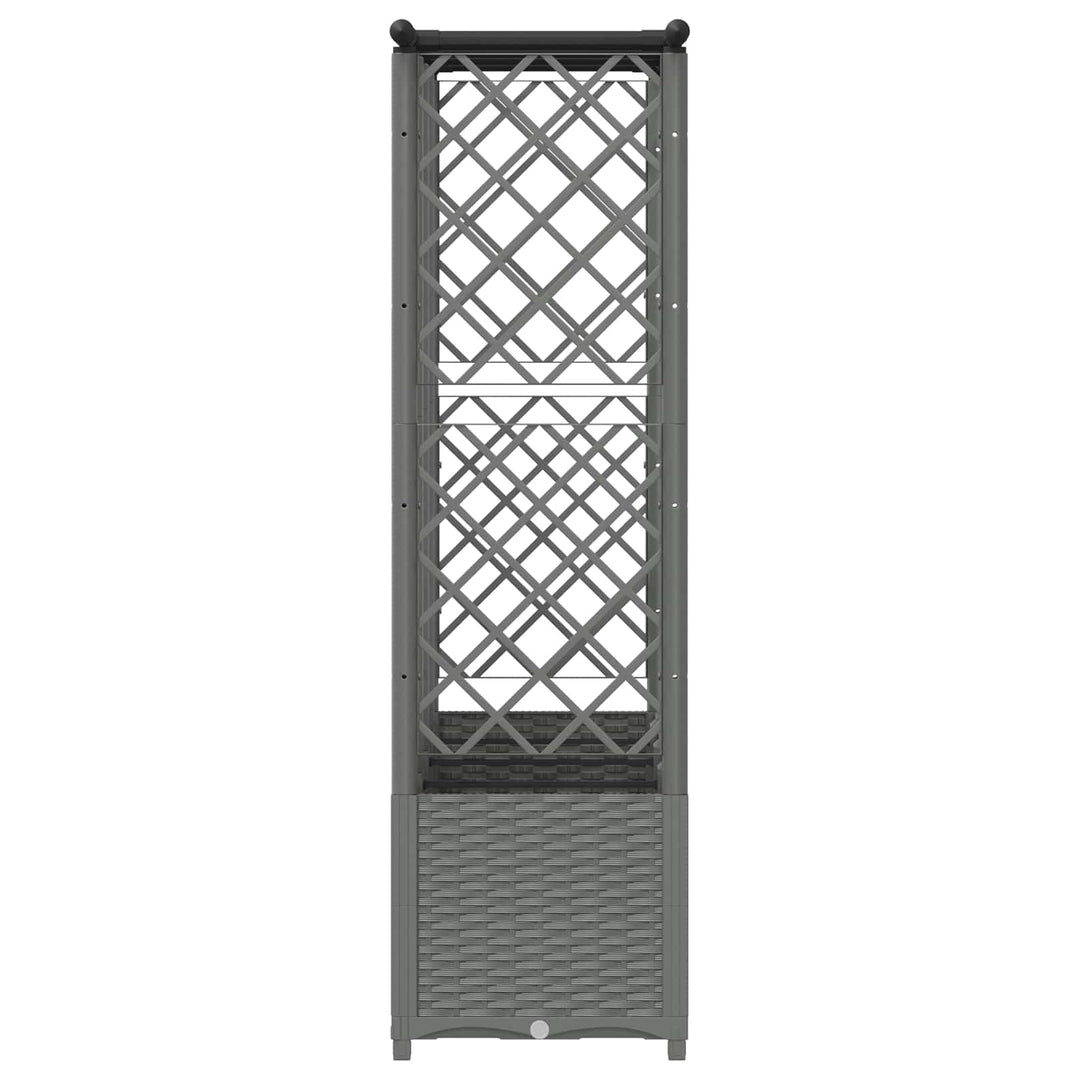 Hævet Bed med Trellis og Tag Lysegrå 202 x 40 x 136 cm PP