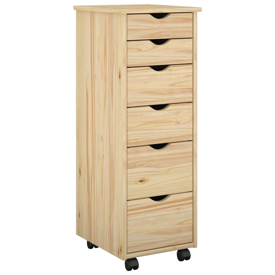 Rullende skab med hjul Brun 34 x 39 x 93,5 cm Massivt fyrretræ