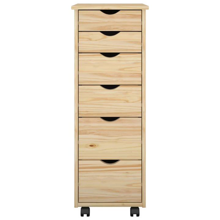 Rullende skab med hjul Brun 34 x 39 x 93,5 cm Massivt fyrretræ