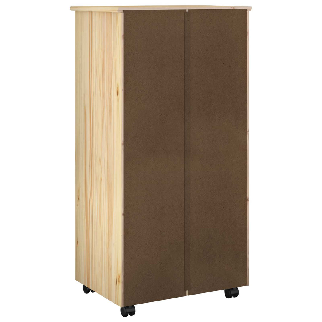 Rullende skab med hjul Brun 53 x 39 x 103 cm Massivt fyrretræ