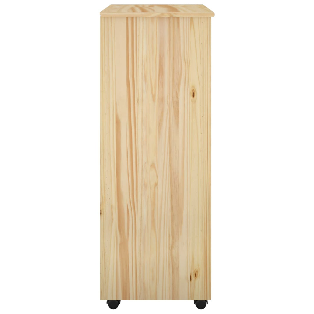 Rullende skab med hjul Brun 53 x 39 x 103 cm Massivt fyrretræ