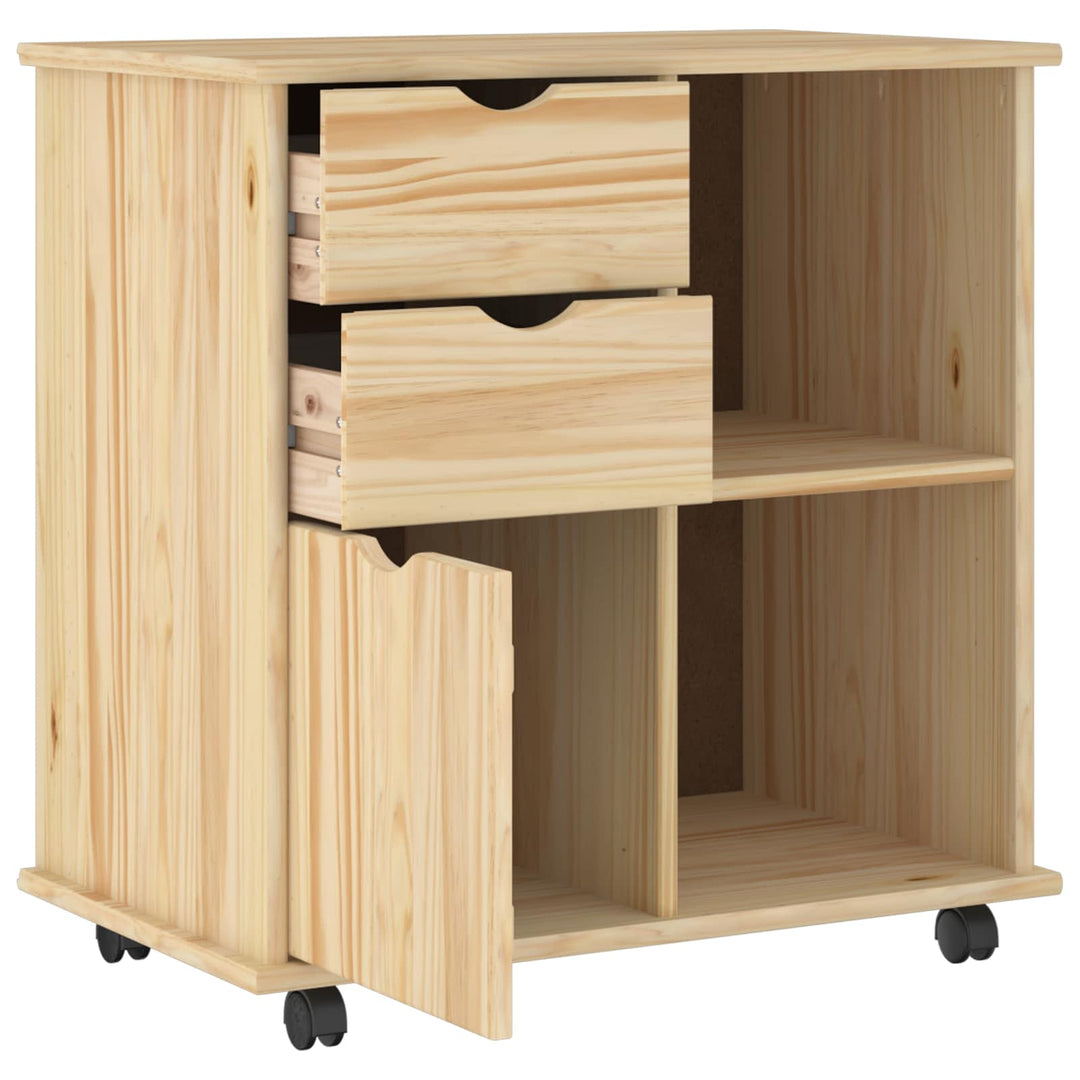 Rullende skab Brun 63,5 x 39 x 65,5 cm Massivt fyrretræ