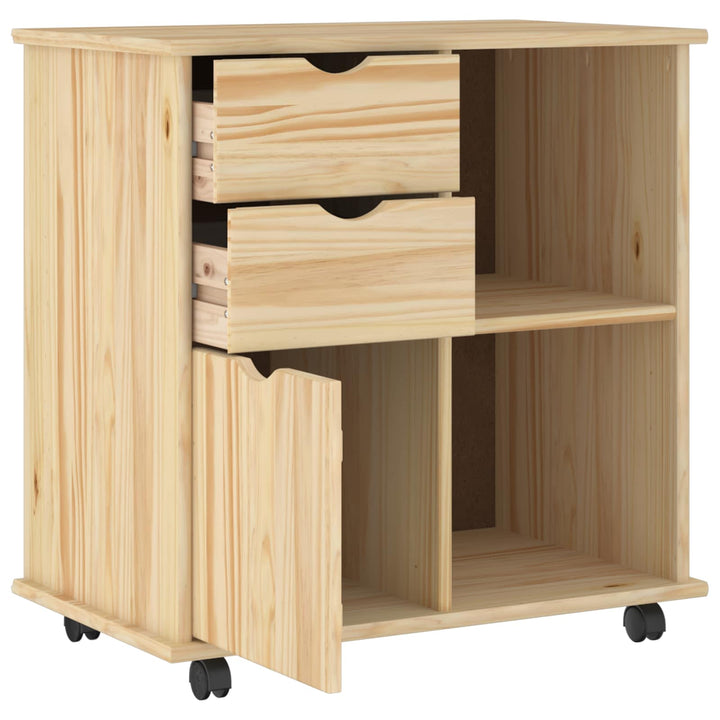 Rullende skab Brun 63,5 x 39 x 65,5 cm Massivt fyrretræ