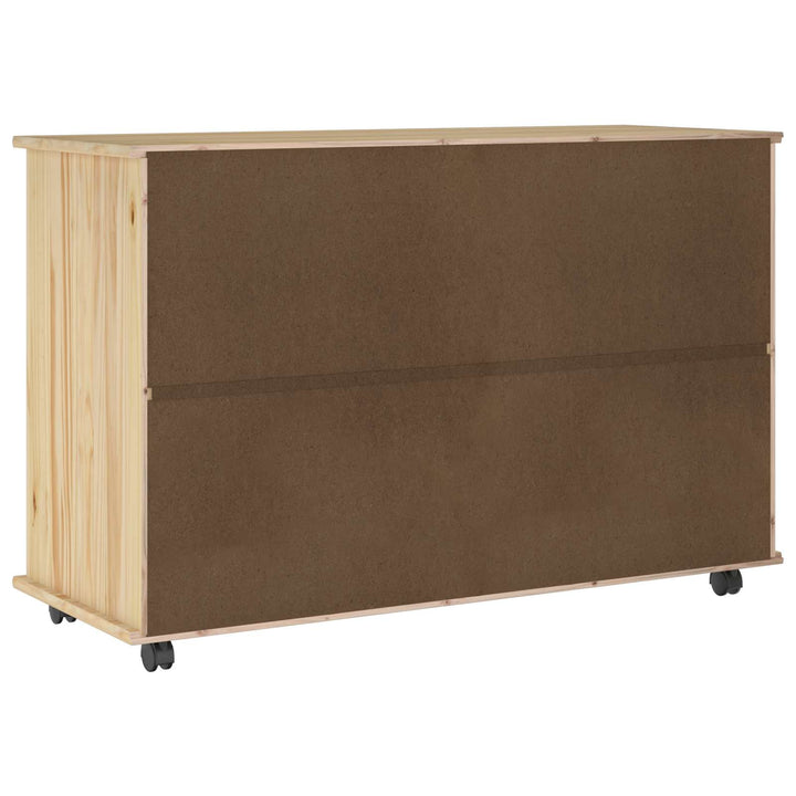 Rullende skab med hjul Brun 100 x 39 x 65,5 cm Massivt fyrretræ