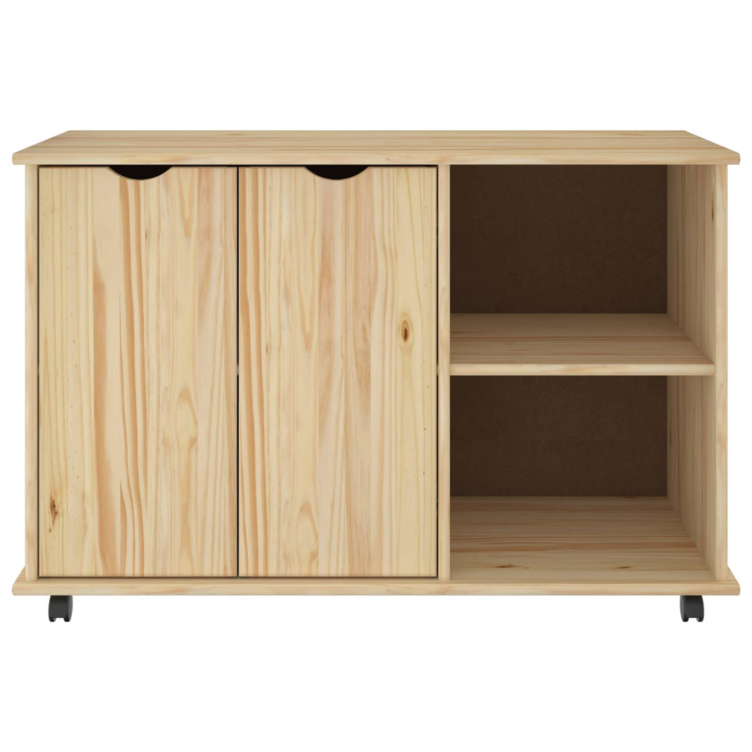 Rullende skab med hjul Brun 100 x 39 x 65,5 cm Massivt fyrretræ