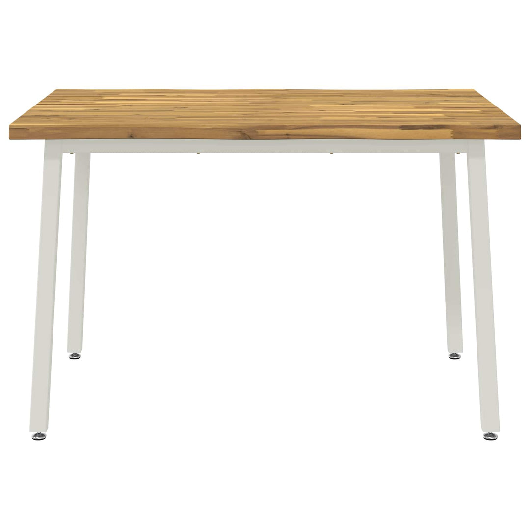 140 x 70 x 75 cm Massivt Akacietræ Hvid Rektangulær