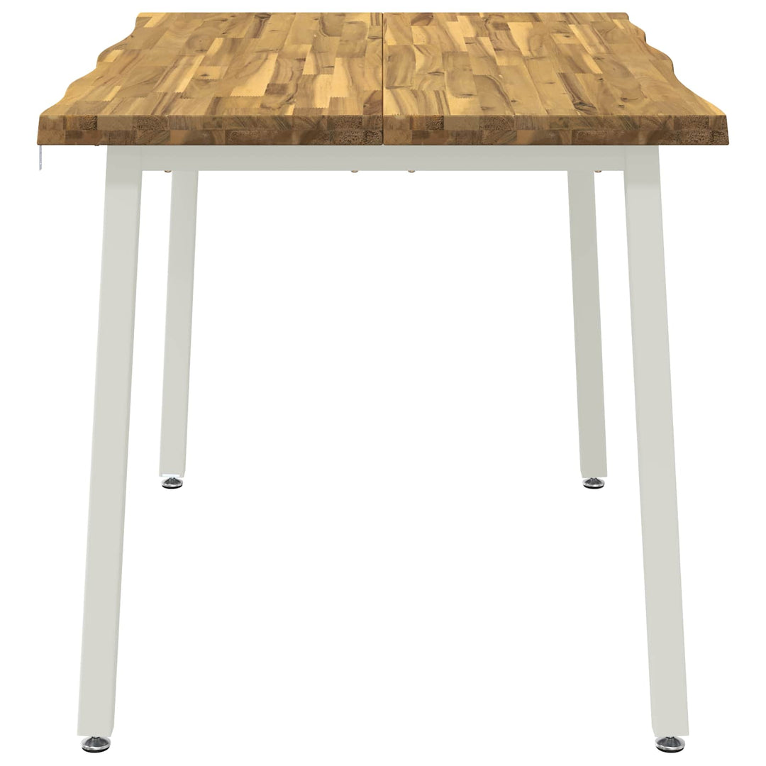 140 x 70 x 75 cm Massivt Akacietræ Hvid Rektangulær