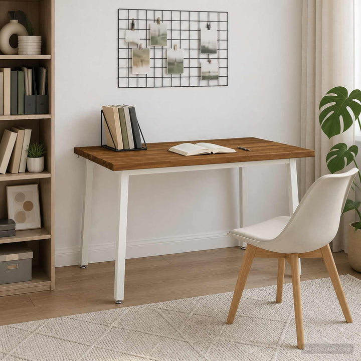 120 x 90 x 75 cm Massivt Akacietræ Natur og hvid Rektangulær