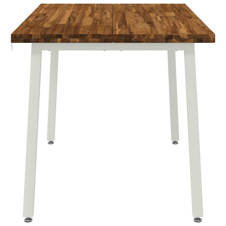 120 x 70 x 75 cm Massivt Akacietræ Natur og hvid Rektangulær