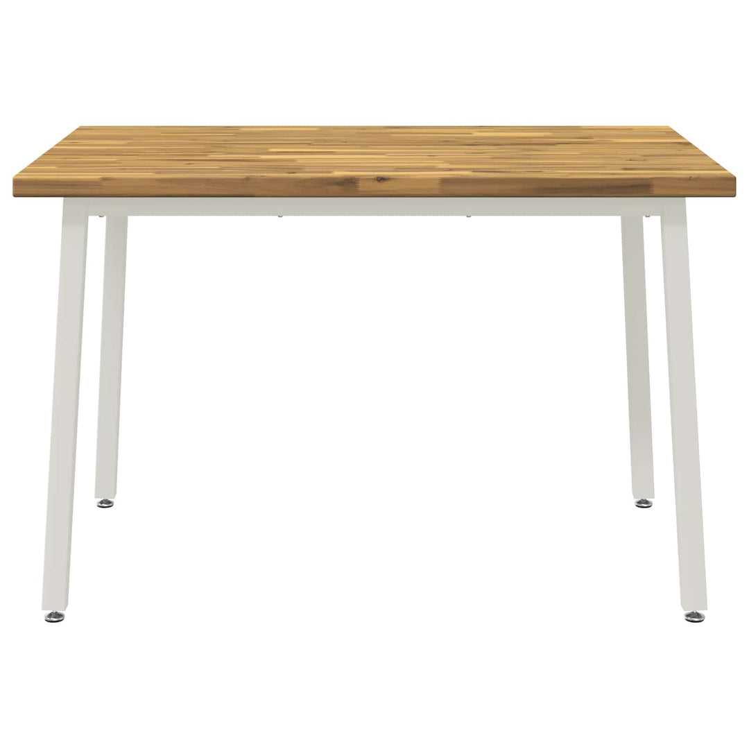 120 x 70 x 75 cm Massivt Akacietræ Hvid Rektangulær