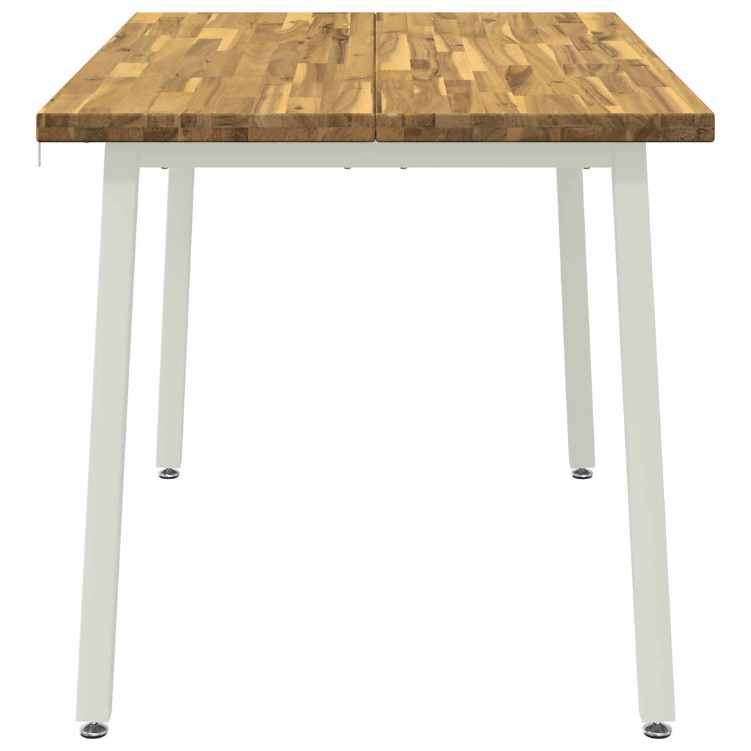 120 x 70 x 75 cm Massivt Akacietræ Hvid Rektangulær