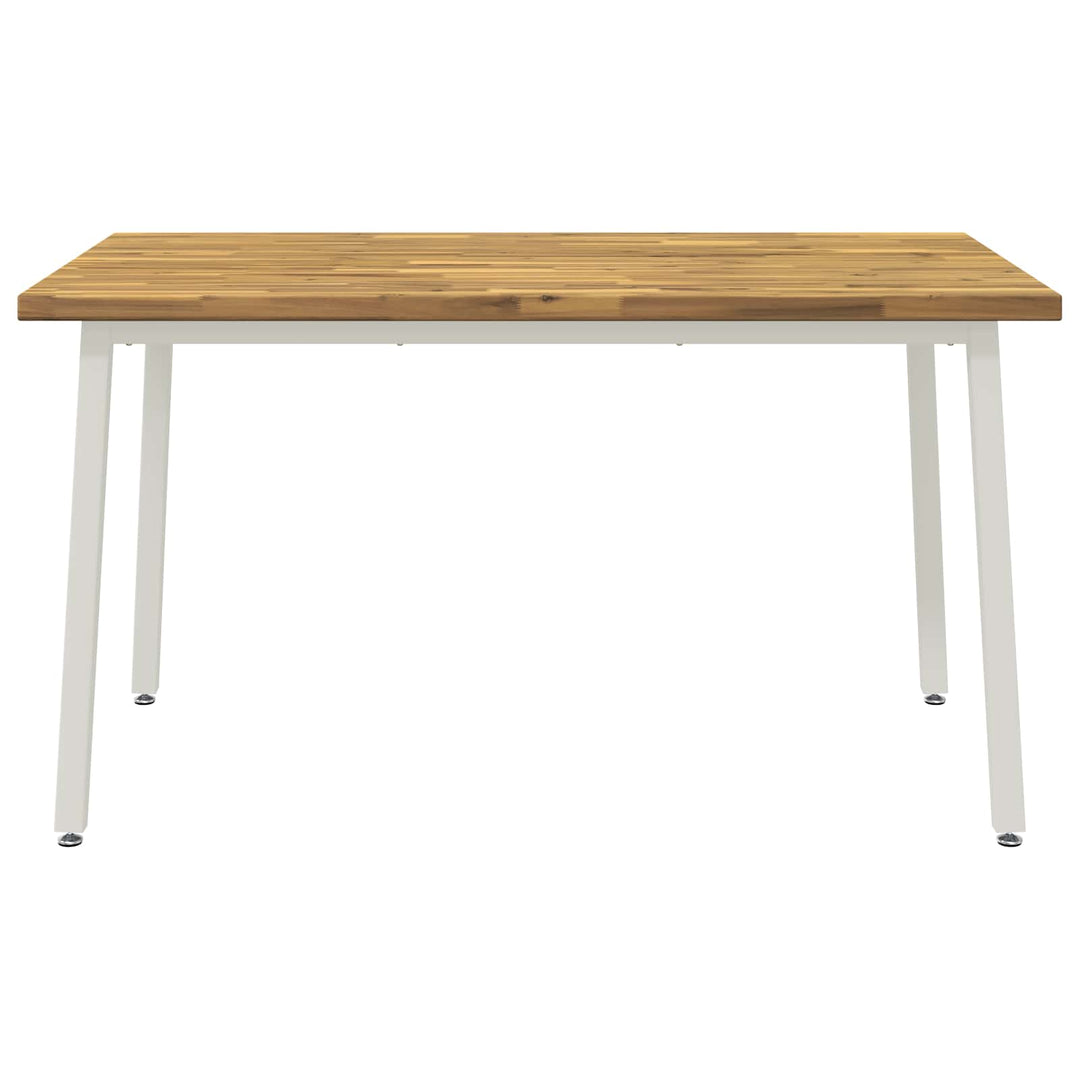 140 x 70 x 75 cm Massivt Akacietræ Natur og hvid Rektangulær