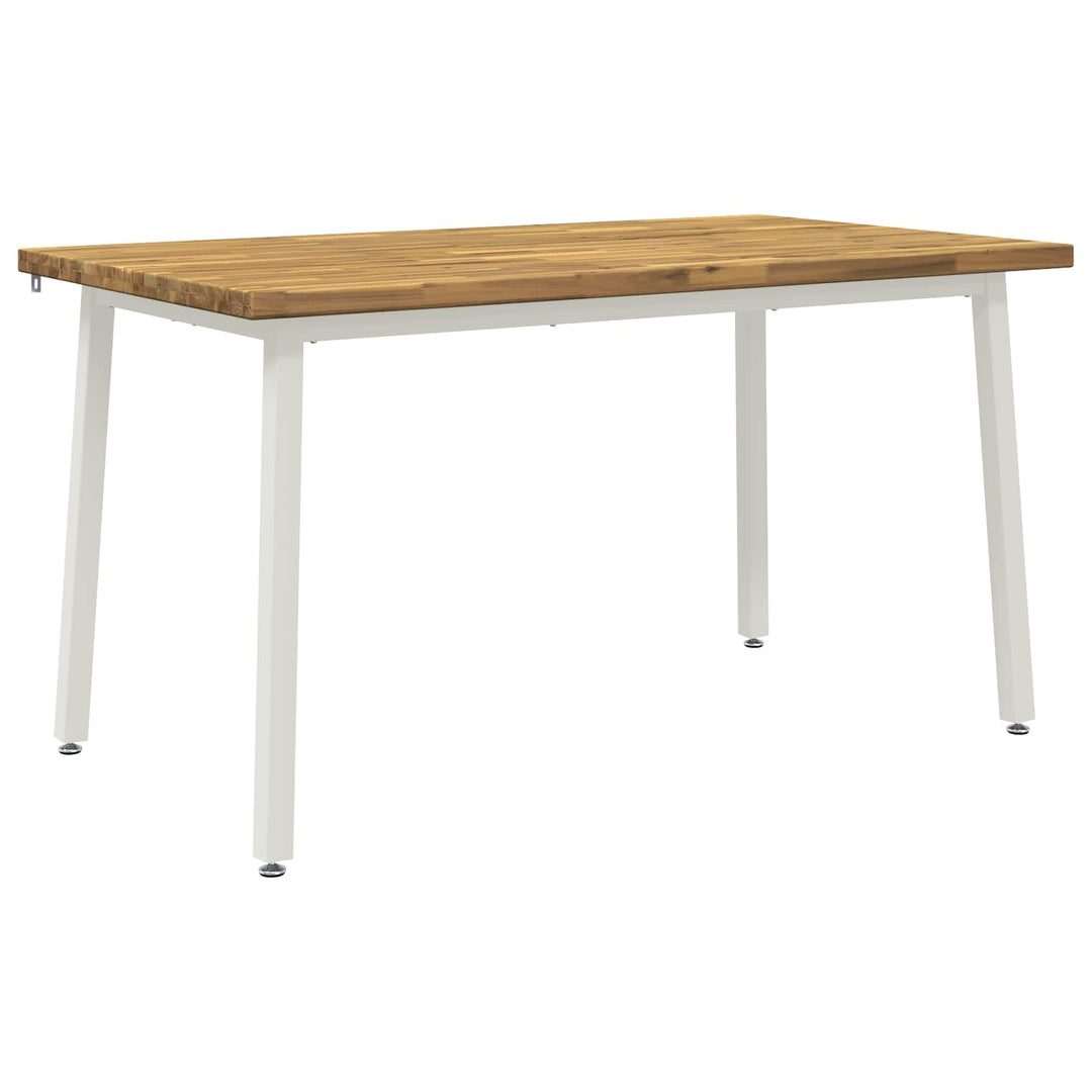 140 x 70 x 75 cm Massivt Akacietræ Hvid Rektangulær